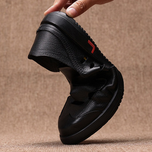 Men's Genuine Leather <b>Slip</b>-On Open Toe Breathable Casual Summer Sandals Rubber Outsole Solid Pattern Rubber Printing Logo - Product Image 3