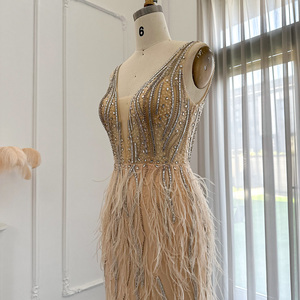 ชุดราตรีทรงเมอร์เมดยาวระดับชา ผ้าซาติน LSCZ15 ประดับขนนก 3 มิติ ลูกปัด และเลื่อม ป้องกันไฟฟ้าสถิต ช่วงเอวธรรมชาติ เหมาะสำหรับงานปาร์ตี้และงานราตรี - Product Image 2