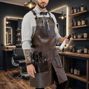 Tablier en cuir durable de haute qualité avec logo personnalisé, poche, design imperméable pour coiffeurs, restaurants, coupes de cheveux, travaux de jardinage - Product Image 4