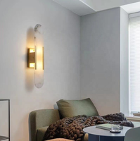 Applique murale ZeroUNO en albâtre naturel, marbre, quincaillerie de haute qualité, lampe murale d'intérieur pour hôtel, lumière de luxe en albâtre