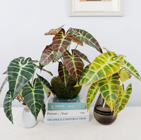 Vcare Lot de 10 feuilles de paon artificielles en plastique, plantes en pot Taro d'automne, décoration intérieure écologique pour salon de style nordique