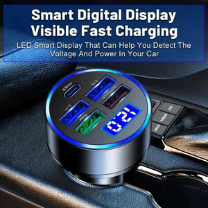 Cargador de Coche LED de 250W con 5 Puertos de Carga Rápida PD QC3.0 USB C, Cargador de Teléfono para Coche, Adaptador Tipo C para Coche - Product Image 5