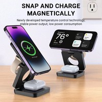 Chargeur sans fil magnétique 3 en 1, station de charge pliable 15W