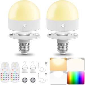 مصابيح LED لاسلكية قابلة للتعتيم بـ3 درجات حرارة لونية و9 ألوان RGB متغيرة، تعمل بالبطارية مع قاعدة مغناطيسية للتخييم وإضاءة الجدران - Product Image 1