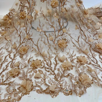 Supoo 3DTL1340 चमक मोती फीता कपड़े अनुक्रम मनके 3D फूल Tulle उच्च गुणवत्ता अच्छी कीमत फ्रेंच पार्टी कपड़े