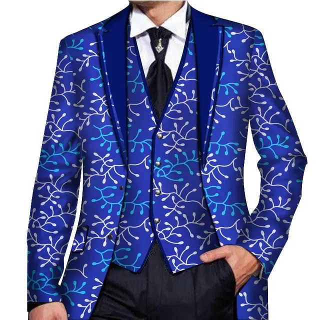 Chaqueta y chaleco de algodón con estampado africano para hombre, ropa personalizada, conjunto formal, venta al por mayor