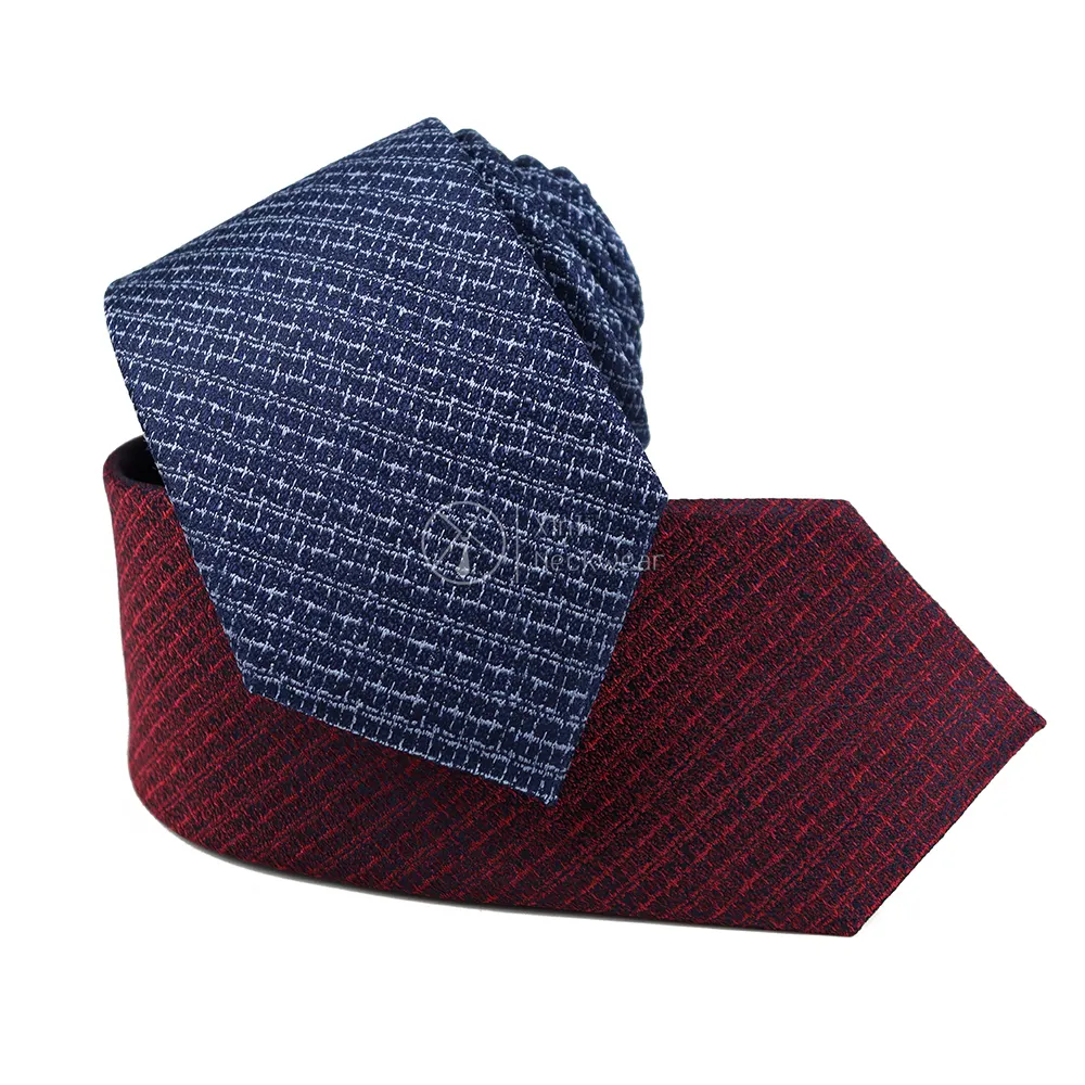 Custom High Quality Mens Silk Collection Neck Tie Red Navy Blue Geometric Linear Striped 100% Handmade Fashion Neckties