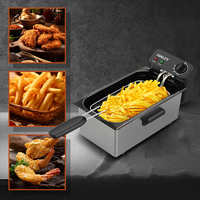 Friteuse électrique HALEY 3L en acier inoxydable, grande capacité, température réglable, panier, usage commercial et domestique, certifiée CE