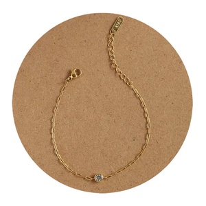 Minimalist Style Fashion Jewelry <b>Bracelet</b> Gold Plated Paperclips Rolo Chains Zircon <b>Bracelet</b> for Women - Product Image 1