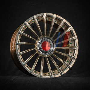 Straight <b>Spoke</b> Three Piece 6061-T6 Forged Alloy <b>Wheel</b> With Floating Center Hub Cap Custom Metallic Finish Universal Fit - Product Image 3