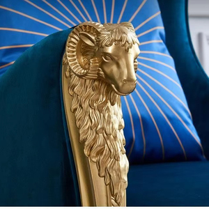 Sillón reclinable de lujo, sofá de estilo europeo, <span class=keywords><strong>sillones</strong></span> de terciopelo de latón dorado, silla decorativa de salón de gama alta, sillón clásico - Product Image 2