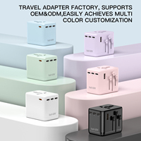 Adaptateur de voyage compact OULIYO-F02-PD45W 4C1A GAN avec ports USB, prise multi-type, adaptateur de voyage universel, couleurs personnalisées OEM&ODM