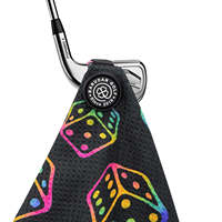 Serviette de golf personnalisée imprimée, motif dés arc-en-ciel, en microfibre gaufrée magnétique, vente en gros, logo personnalisé, usine OEM