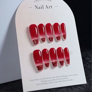 TK's Popular Minimalista Inspirado Sólido <span class=keywords><strong>Uñas</strong></span> artificiales Un solo <span class=keywords><strong>color</strong></span> Diez dedos Arena que fluye <span class=keywords><strong>Uñas</strong></span> de cáñamo Estilo francés - Product Image 3