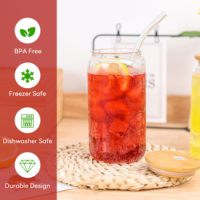 Verres à boisson en verre à prix de gros, canettes de bière de 16 onces au design épuré, idéales pour le café glacé, l'eau gazeuse et le thé