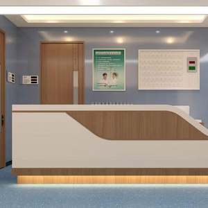 Bureau de réception moderne en bois blanc, style panneau, table de bureau pour salon, centre commercial, hôtel, maison, bar, appartement - Product Image 6