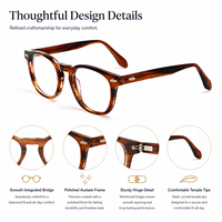 Monturas de Gafas Redondas Vintage de Acetato Unisex, Gafas con Protección Anti Luz Azul, Monturas Ópticas de Moda, Logotipo Personalizado Disponible, Directo de Fábrica