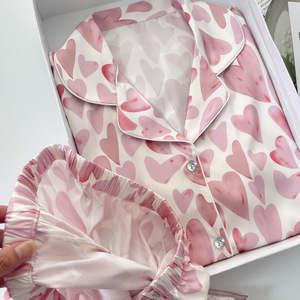 Ve áo dài tay quần dài đồ ngủ nữ mùa xuân và mùa hè Ins mới đơn giản tình yêu cánh hoa Homewear hai mảnh phù hợp với - Product Image 2