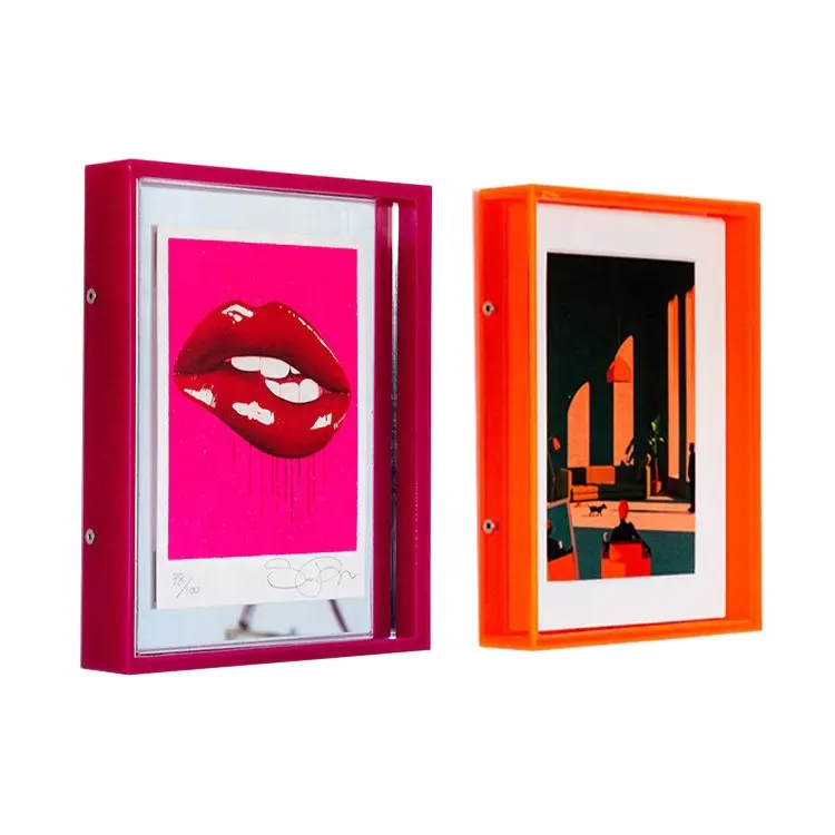 Shop Decor Acrylic Frame Neon Shadow Box for Paper Cut Shadow Frame Box for Handcraft Photo Fluorescent Lucite