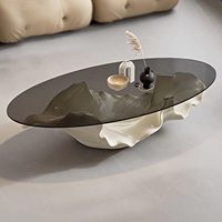Table basse en verre moderne haut de gamme, design artistique, une seule feuille, mobilier de luxe pour salon
