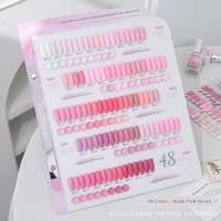 Kit de vernis à ongles gel en caoutchouc rose 48 couleurs, gel UV couleur unie rose prune à paillettes fines, effet blanchissant doux, sans TPO ni HEMA
