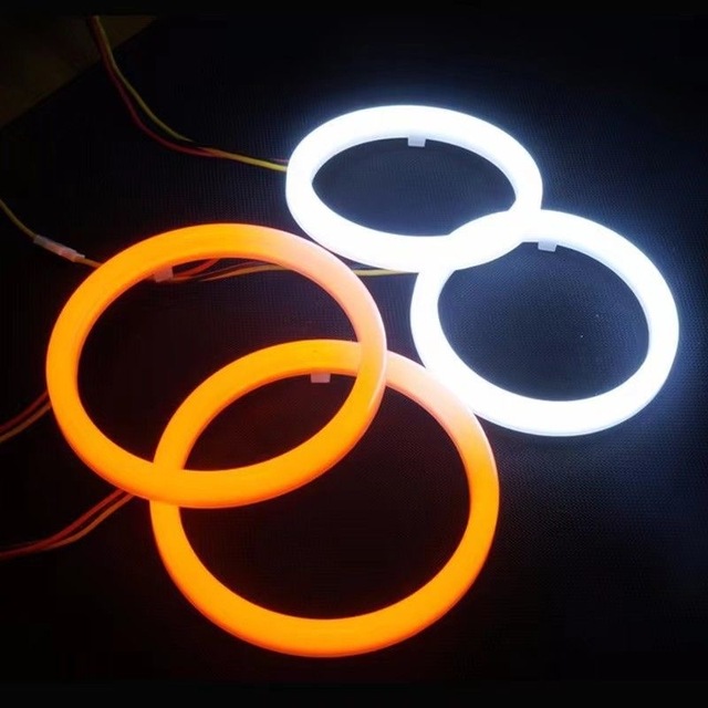 White Amber DRL Turn Signal LED Halo Ring 60/70/80/90/100/110/12060/70/80/90/100/110/120mm Circle Angel Halo Ring LED Light