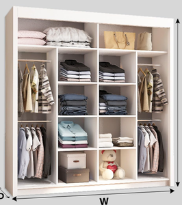 Armadio Moderno Autoportante con 2 e 3 Ante Scorrevoli a <span class=keywords><strong>Specchio</strong></span>, Costruzione in MDF per Camere da Letto - Trattamento Superficiale Opaco - Product Image 2