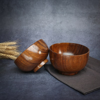 Bol en bois d'acacia, vaisselle japonaise en bois, bassine à pétrir pour la maison, bol à salade de fruits et à soupe