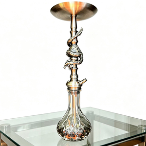 Cachimba de latón con diseño de dragón, pipa de tabaco metálica con base de cristal transparente, para exhibición en salones de fumadores y bares - Product Image 1