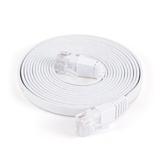 Factory OEM Flat Cat5e Cat6 Cat6A Cat7 Cat8 Ethernet UTP FTP PVC LSZH Jacket Pure Copper RJ45 Patch Cord Slim Network Cable