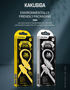 Cable KAKUSIGA Tipo-C 3A de 1.2m al por Mayor |   Cable de Carga Rápida Trenzado de ABS con Galvanoplastia, Dorado y Plateado - Product Image 2