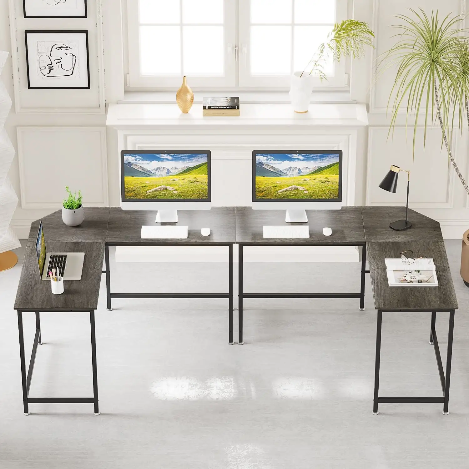 L Shaped Office Desk Gaming Table Workstation Home Large Corner Studio Corner Computer Desk for Study