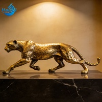 Statue de taureau, d'ours, de guépard, de léopard en métal, laiton, bronze noir, grandeur nature, personnalisée, pour extérieur, jardin, centre commercial, à vendre