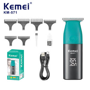 Cortadora de pelo eléctrica Kemei KM-571 con pantalla digital, carga USB, motor sin escobillas de 7000-9000 rpm, herramienta de corte de pelo portátil mini - Product Image 5