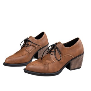 รองเท้าหนังทรงเรโทรแบบสวม รุ่นใหม่สำหรับฤดูใบไม้ผลิ ไซส์ใหญ่ หัวแหลม แบบผูกเชือก สไตล์อังกฤษ รองเท้าส้นสูงสำหรับผู้หญิง ไซส์ 43 - Product Image 5