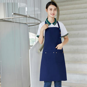 Navy Blue Polyester Apron With Pockets Adjustable For Restaurant Bar Use - Product Image 1