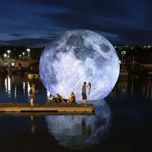 Water Floating Helium Balloons / Giant Advertising LED Moon Inflatable / Hanging Decoration Inflatable Moon