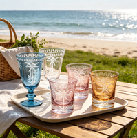 Verres à pied personnalisés SNW gravés à la main, motif cocotier vintage, style plage tropicale, pour bar et fêtes
