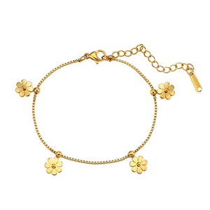 Chaîne de cheville tendance en acier inoxydable plaqué <span class=keywords><strong>or</strong></span> 18 carats avec zircon en forme de fleur MILO MLSTMA06 – Bijou de <span class=keywords><strong>pied</strong></span> à la mode pour <span class=keywords><strong>femme</strong></span> – Vente en gros - Product Image 2