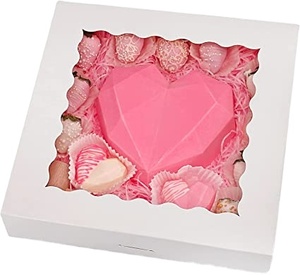 กล่องกระดาษคราฟท์สีขาวธรรมชาติสำหรับเบเกอรี่ พร้อมหน้าต่าง PVC กล่องคุกกี้ขนาดใหญ่ - Product Image 1