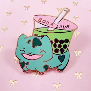Broche en émail d'anime japonais en forme d'animal, thé au lait matcha, boba, artisanat en métal plaqué, badge pour sacs à dos, chapeaux, vestes - Product Image 1