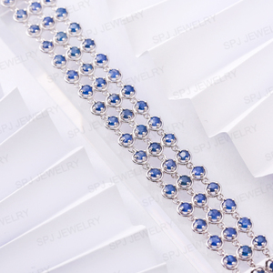 Pulsera de tenis de zafiro azul natural para mujer, joyería de piedras preciosas de Plata de Ley 925, elegante regalo de piedra natal para ella - Product Image 4