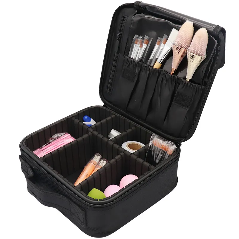 Meilleure vente! Sac de maquillage noir Portable, sac de maquillage imperméable pour brosses, trousse à cosmétiques de voyage pour artiste beauté, organisateur professionnel