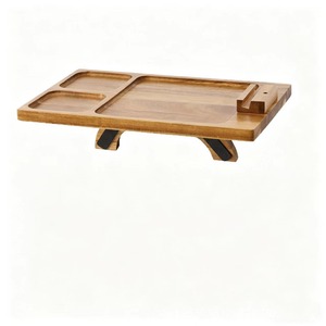 Solid Wood Sofa Tray 40X25X8 Cm Multi Function Modern Minimalist Design For Living Room Tea Snack Storage With <b>Phone</b> <b>Holder</b> - Product Image 1