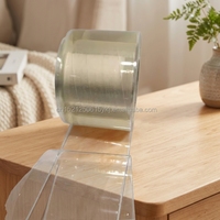 Rideau en bande de PVC transparent bleu, rideau de porte nervuré transparent résistant au froid pour entrepôt, usine, atelier LANGFANG WANMAO