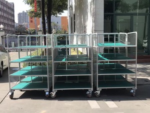 Chariot à cage industriel pliable double face Conteneur à quatre roues personnalisable OEM Support 500kg Treillis métallique Chariot logistique - Product Image 5