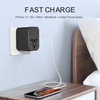 Adaptador de Viaje USB con Enchufe Eléctrico de Última Tecnología Wontravel, Compatible con SDK, 4 USB + 1 Tipo-C 5V 5600mA 100-240V