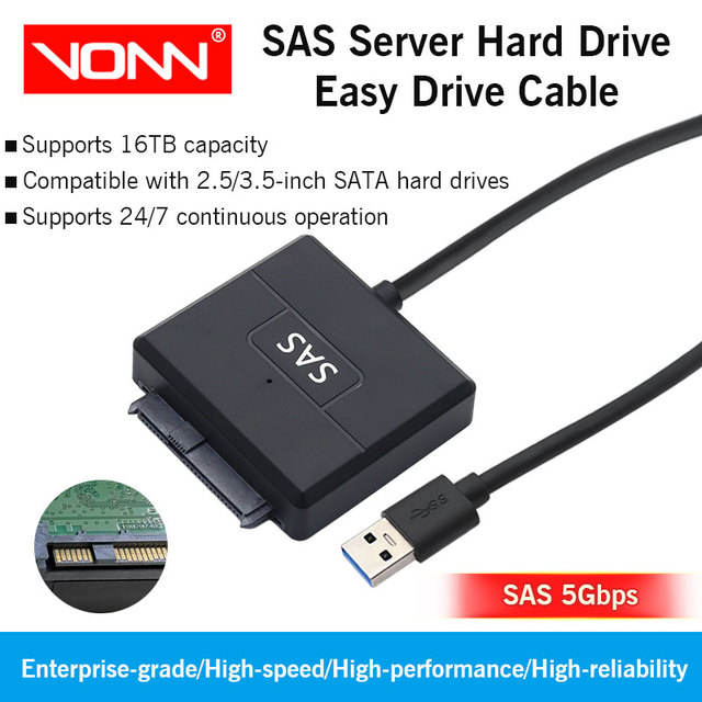 High-Speed USB 3.0 to SATA Adapter Cable for 2.5/3.5 Inch HDD SSD 5Gbps Converter Supports 16TB Capacity PVC Jacket