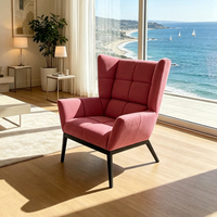 Fauteuil d'appoint moderne en tissu rembourré à dossier haut avec pieds en métal pour appartement, hôtel ou villa