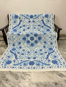 Traditional Cotton Suzani <b>Throw</b> Hand Embroidered Bedsheet <b>Bed</b> <b>Cover</b> Uzbek Textile Wall Decoration - Product Image 1